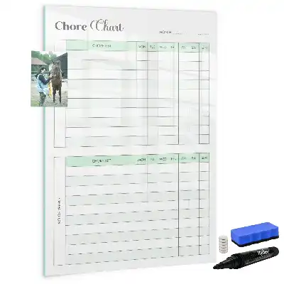 Magnetisch glazen memobord voor huishoudelijke taken