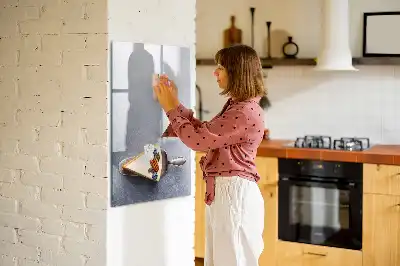 Magnetisch glazen memobord voor aan de muur ontwerp stuk taart