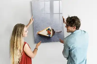 Magnetisch glazen memobord voor aan de muur ontwerp stuk taart