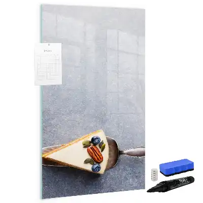 Magnetisch glazen memobord voor aan de muur ontwerp stuk taart