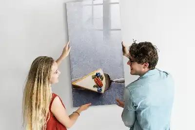 Magnetisch glazen memobord voor aan de muur ontwerp stuk taart