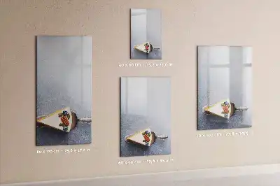 Magnetisch glazen memobord voor aan de muur ontwerp stuk taart