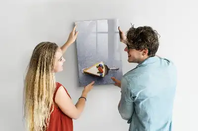 Magnetisch glazen memobord voor aan de muur ontwerp stuk taart