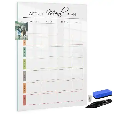 Magnetisch glazen memobord voor aan de muur wekelijks maaltijdplan