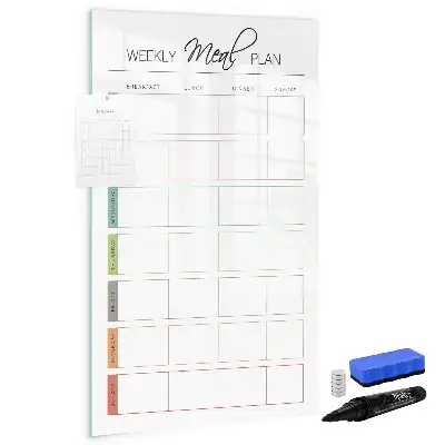 Magnetisch glazen memobord voor aan de muur wekelijks maaltijdplan