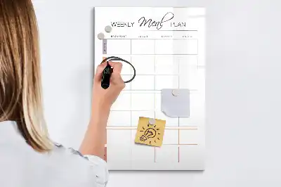 Magnetisch glazen memobord voor aan de muur wekelijks maaltijdplan