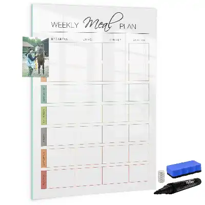 Magnetisch glazen memobord voor aan de muur wekelijks maaltijdplan