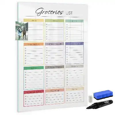 Glazen magneetbord met print uitvoering boodschappenlijst
