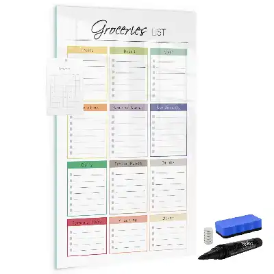 Glazen magneetbord met print uitvoering boodschappenlijst
