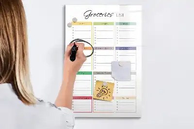 Glazen magneetbord met print uitvoering boodschappenlijst