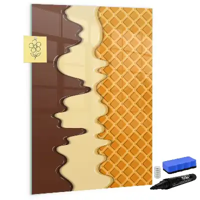 Glazen magneetbord met decoratieve print van ijs met topping