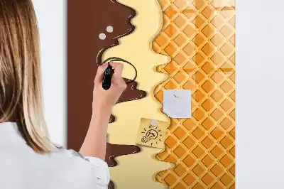 Glazen magneetbord met decoratieve print van ijs met topping