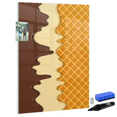 Glazen magneetbord met decoratieve print van ijs met topping
