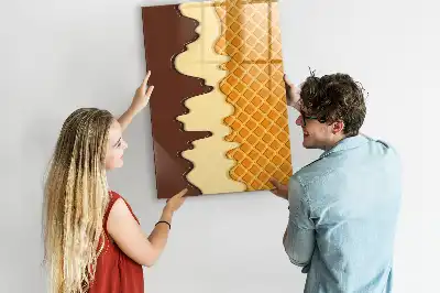 Glazen magneetbord met decoratieve print van ijs met topping