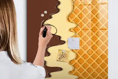 Glazen magneetbord met decoratieve print van ijs met topping