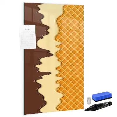 Glazen magneetbord met decoratieve print van ijs met topping
