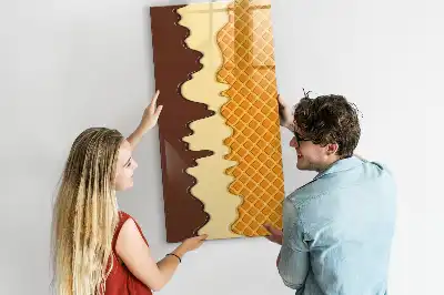 Glazen magneetbord met decoratieve print van ijs met topping