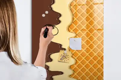 Glazen magneetbord met decoratieve print van ijs met topping