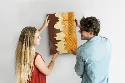 Glazen magneetbord met decoratieve print van ijs met topping