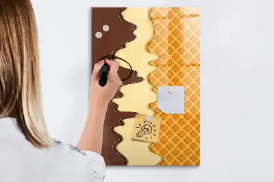 Glazen magneetbord met decoratieve print van ijs met topping