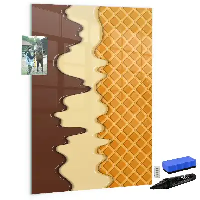 Glazen magneetbord met decoratieve print van ijs met topping