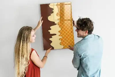 Glazen magneetbord met decoratieve print van ijs met topping