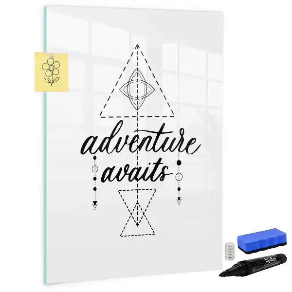 Glazen magneetbord met decoratieve print met Avontuur thema
