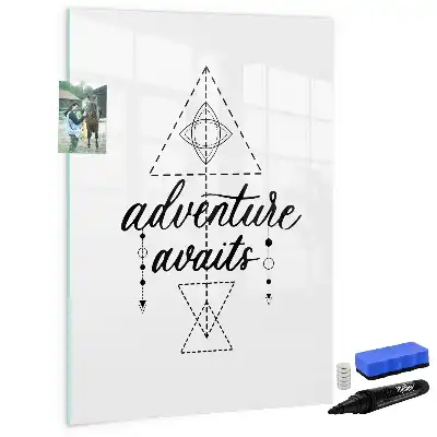 Glazen magneetbord met decoratieve print met Avontuur thema