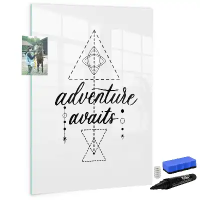 Glazen magneetbord met decoratieve print met Avontuur thema