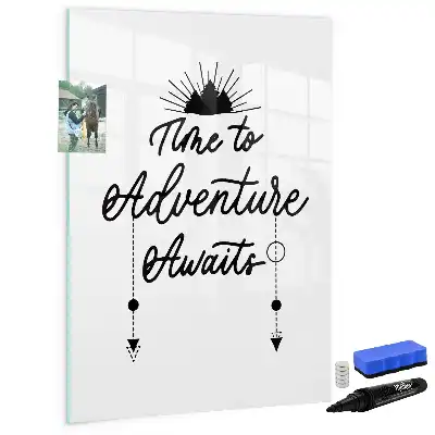 Magnetisch memobord van glas ontwerp Avontuur voor aan de muur