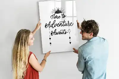 Magnetisch memobord van glas ontwerp Avontuur voor aan de muur