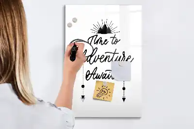 Magnetisch memobord van glas ontwerp Avontuur voor aan de muur