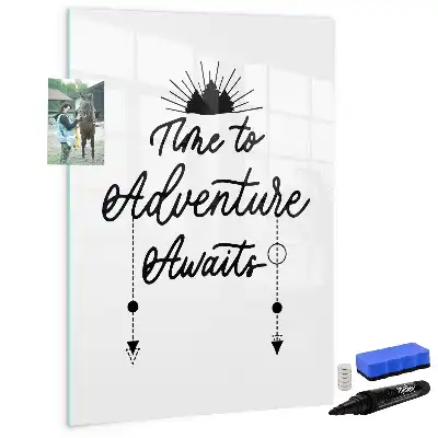 Magnetisch memobord van glas ontwerp Avontuur voor aan de muur
