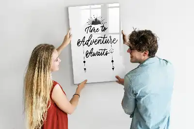Magnetisch memobord van glas ontwerp Avontuur voor aan de muur