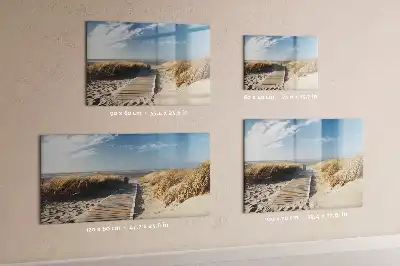 Magnetisch glazen schrijfbord met strandzicht voor notities en foto's