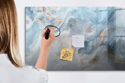 Beschrijfbaar glazen magneetbord met marmerpatroon design