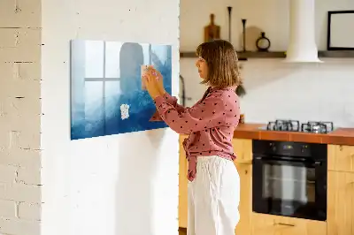 Magnetisch glazen schrijfbord met water abstractie print