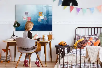 Magnetisch glazen schrijfbord met water abstractie print