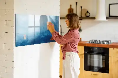 Magnetisch glazen schrijfbord met water abstractie print