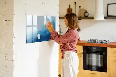 Magnetisch glazen schrijfbord met water abstractie print