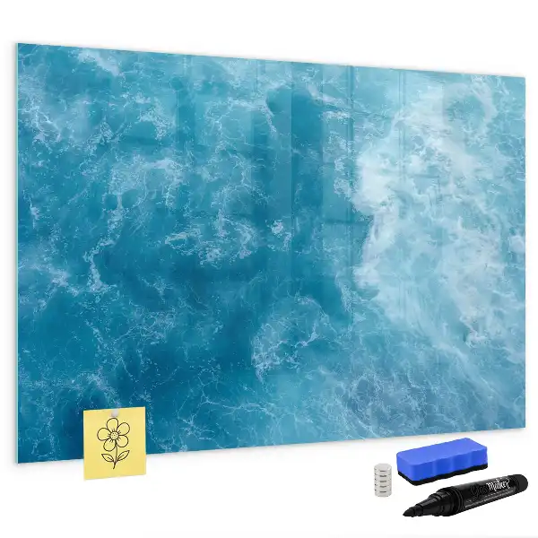 Magnetisch glazen schrijfbord voor notities en foto's in de kleur zeewater