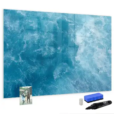 Magnetisch glazen schrijfbord voor notities en foto's in de kleur zeewater