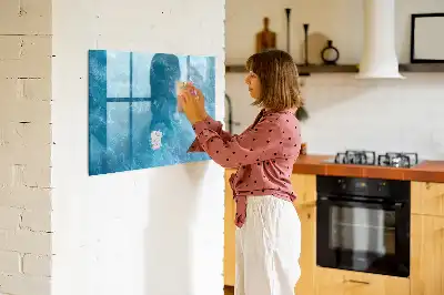 Magnetisch glazen schrijfbord voor notities en foto's in de kleur zeewater