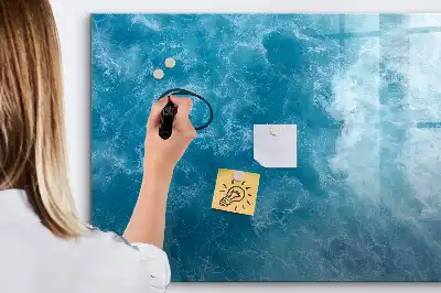 Magnetisch glazen schrijfbord voor notities en foto's in de kleur zeewater