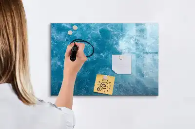 Magnetisch glazen schrijfbord voor notities en foto's in de kleur zeewater