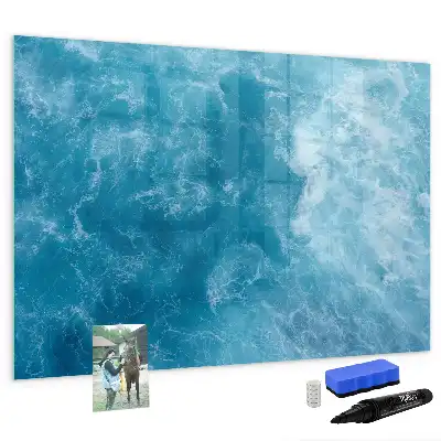 Magnetisch glazen schrijfbord voor notities en foto's in de kleur zeewater