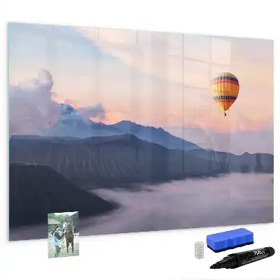 Beschrijfbaar glazen magneetbord met landschapsontwerp