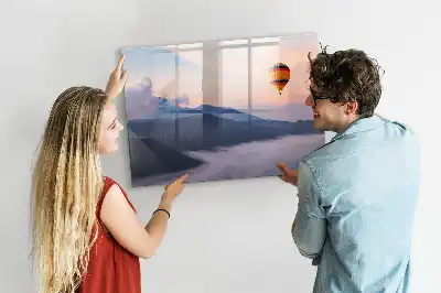 Beschrijfbaar glazen magneetbord met landschapsontwerp