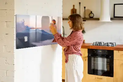 Beschrijfbaar glazen magneetbord met landschapsontwerp