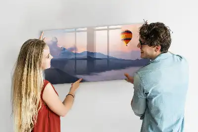 Beschrijfbaar glazen magneetbord met landschapsontwerp